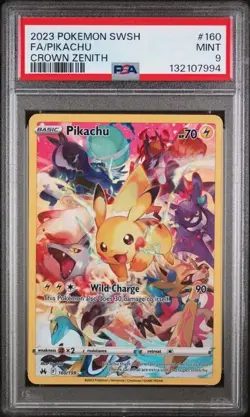 PSA 9 Pokemon TCG 2023 Pokemon Sword And Shield Crown Zenith #160 Fa/Pikachu - Image 1