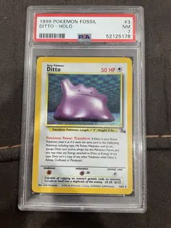 1999 Pokemon Fossil Ditto Holo #3 NM PSA 7 - Image 1