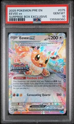 PSA 10 Pokemon Eevee EX 075/131 Surprise Box Prismatic Evolutions Stamp PSA 10 - Image 1