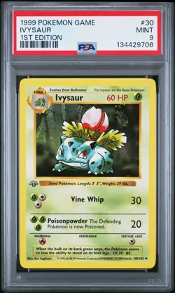 1999 POKEMON BASE SET 1ST EDITION #30 IVYSAUR PSA 9 - Image 1
