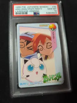 Pokemon Japanese Bandai Carddass Anime Collection 35 Ash Jigglypuff Misty PSA 10 - Image 2