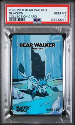 2025 Bear Walker x Pokemon Center Skateboard Card Glaceon /720 PSA 10 - Image 2