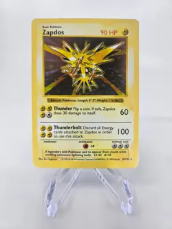 Zapdos 16/102 Base Set Pokemon Card Shadowless Heavily Played HP - Image 1