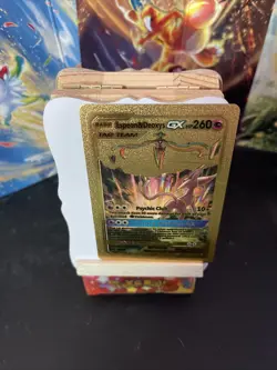 Custom Pokemon Gold Foil Card ESPEON & DEOXYS GX ??Fan Art? Card - Image 3