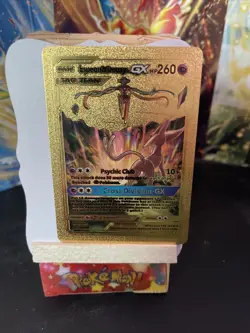 Custom Pokemon Gold Foil Card ESPEON & DEOXYS GX ??Fan Art? Card - Image 4