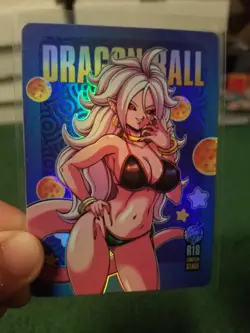 RARE ANDROID 21 ALIEN DRAGON BALL R18 RAINBOW FOIL WAIFU ANIME CARD - Image 2