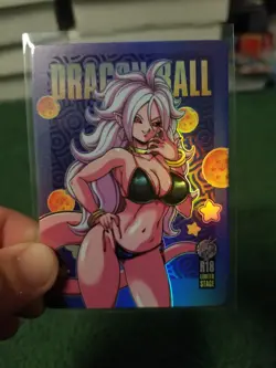 RARE ANDROID 21 ALIEN DRAGON BALL R18 RAINBOW FOIL WAIFU ANIME CARD - Image 3