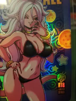 RARE ANDROID 21 ALIEN DRAGON BALL R18 RAINBOW FOIL WAIFU ANIME CARD - Image 4