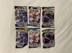 Lot Of 6 Rebel Clash Pokemon Booster Packs - Image 1