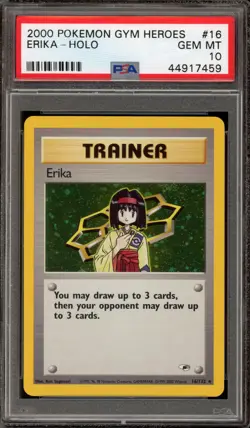 Pokemon Erika Gym Heroes Unlimited Holo Rare #16 PSA 10 Gem Mint - Image 1