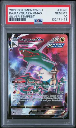2022 POKEMON SWORD & SHIELD SILVER TEMPEST #TG20 FULL ART/RAYQUAZA VMAX PSA 10 - Image 1