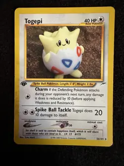 Pokemon Cards: Neo Destiny 1st Edition Uncommon: Togepi 56/105 Regular WOTC LP - Image 1