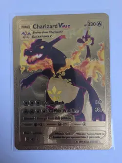 Pokemon Charizard VMAX 330hp Gold Foil Fan Art Collector Card TCG - Image 1