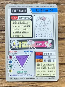 Pokemon Carddass Card Pidgeotto File No.17 Bandai Pocket Monsters 1997 Japan - Image 2