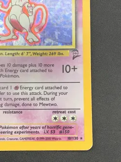 Mewtwo 10/130 Base Set 2 2000 Holo Rare WOTC Pokemon Card TCG MP - Image 5
