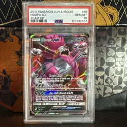 PSA 10 Gem Mint Hoopa GX 96 2019 POKEMON SUN & MOON TEAM UP - Image 1