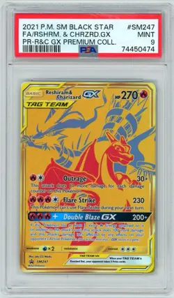 2021 Pokemon SM Black Star Promo Reshiram & Charizard GX #SM247 - PSA 9 MINT - Image 1