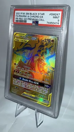 2021 Pokemon SM Black Star Promo Reshiram & Charizard GX #SM247 - PSA 9 MINT - Image 3