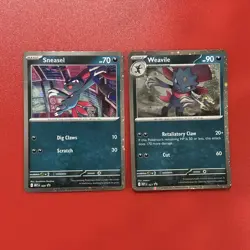 Sneasel 20 and Weavile 21 Cosmos Holo Promos from Phantasmal Flames Pokemon TCG - Image 1