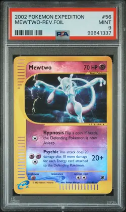 2002 POKEMON EXPEDITION #56 MEWTWO-REVERSE FOIL PSA 9 - Image 1