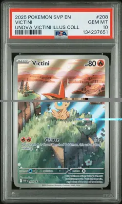 2025 POKEMON SVP EN-SV BLACK STAR PROMO #208 VICTINI UNOVA ILLUS COLL PSA 10 - Image 1