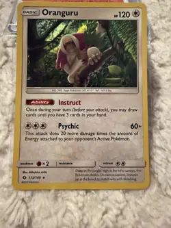 Pokemon Oranguru 113/149 Holo Rare Sun & Moon Card 2017 - Image 1