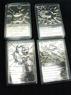 VTG Pokemon Nintendo 1999 LOT 4 Pikachu Charizard 23K Gold Plated Trading Card - Image 4