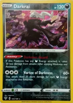 105/189 DARKRAI REVERSE HOLO DARKNESS ABLAZE POKEMON CARD - Image 1
