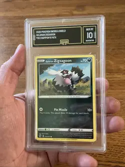 Galarian Zigzagoon Pokemon TCG Card 035/073 Graded GMA 10 Gem Mint Grading Grade - Image 1