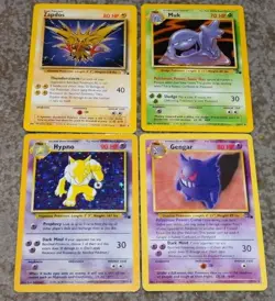 POKEMON FOSSIL CARD LOT HYPNO (HOLO), GENGAR, MUK, ZAPDOS 1999 - Image 1