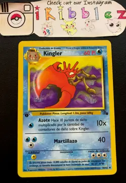 Spanish Kingler 38/62 NM 1st Edition Vintage Fossil Pokemon Card. Ships Fast! - Image 1