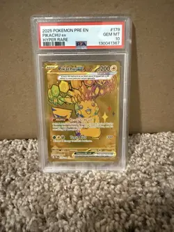 Pokemon Cards PSA 10 Pikachu Ex Prismatic Evolutions Gold S&V 2025 179/131 - Image 1