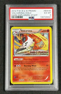 Volcarona Holo Staff Promo PSA 6 EX-MT 2012 Pokemon B & W Dark Explorers #BW40 - Image 1