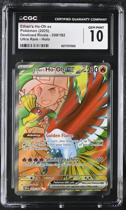 Pokemon Destined Rivals Ethan's Ho-Oh ex - 209/182 Graded CGC GEM MINT 10 - Image 1