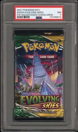 2021 Pokemon Evolving Skies DURALUDON Booster Pack PSA 7 - Image 1