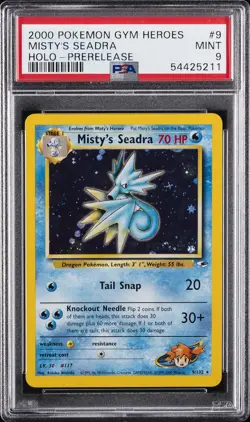 2000 POKEMON GYM HEROES HOLO-PRERELEASE #9 MISTY'S SEADRA PSA 9 - Image 1