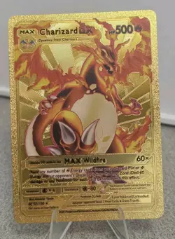 Pokemon Charizard DX 500hp Gold Foil Fan Art Collector Card TCG - Image 1