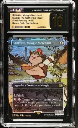 STILTZKIN, MOOGLE MERCHANT Final Fantasy Borderless Foil CGC Pristine 10 MTG - Image 1