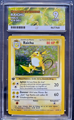 Pokemon Raichu 1st Edition Base Set Holo Rare German 1999 14/102 ACE Mint 9 - Image 1