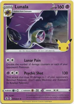 Pokemon Lunala Holo Rare Celebrations 015/025 NM Englisch - Image 1