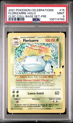 2021 Pokemon FRENCH Celebrations 25 Ans Classique Florizarre Holo 15/102 PSA 9 - Image 1