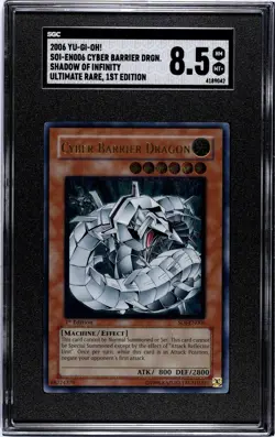 Yu-Gi-Oh! TCG Cyber Barrier Dragon SOI-EN006 1st Edition Ultimate Rare SGC 8.5 - Image 1