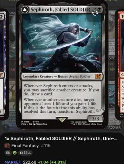 Sephiroth Fabled Soldier Magic the Gathering Card, Final Fantasy - Image 3