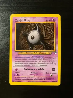 Carte Pokemon : Zarbi X 30/105 Edition 2 Neo Destiny Wizards Francais - Image 1