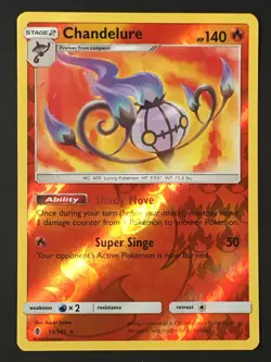 Pokemon TCG Chandelure 13/145 SM Guardians Rising Reverse Holo Rare NM - Image 1