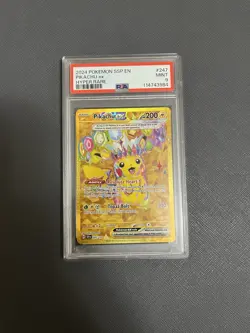 Pokemon TCG Pikachu EX Surging Sparks Holo Hyper Rare Gold 247/191 PSA 9 - Image 1