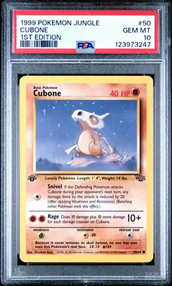 1999 POKEMON JUNGLE 1ST ED #50 CUBONE PSA 10 - Image 1