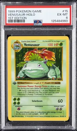 1999 POKEMON BASE SET 1ST EDITION #15 VENUSAUR-HOLO PSA 6 - Image 1