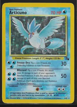1999 Pokemon Articuno Fossil 2/62 Holo Unlimited Holo Rare LP - Image 1