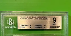 2000 POKEMON NEO GENESIS 1ST ED #5 FERALIGATR-HOLO BGS 9 - Strong Subs! - Image 3
